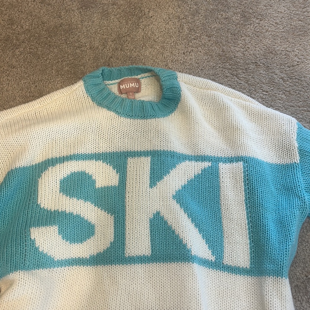 Show Me Your MuMu White and Blue SKI Sweater - Picture 4 of 4